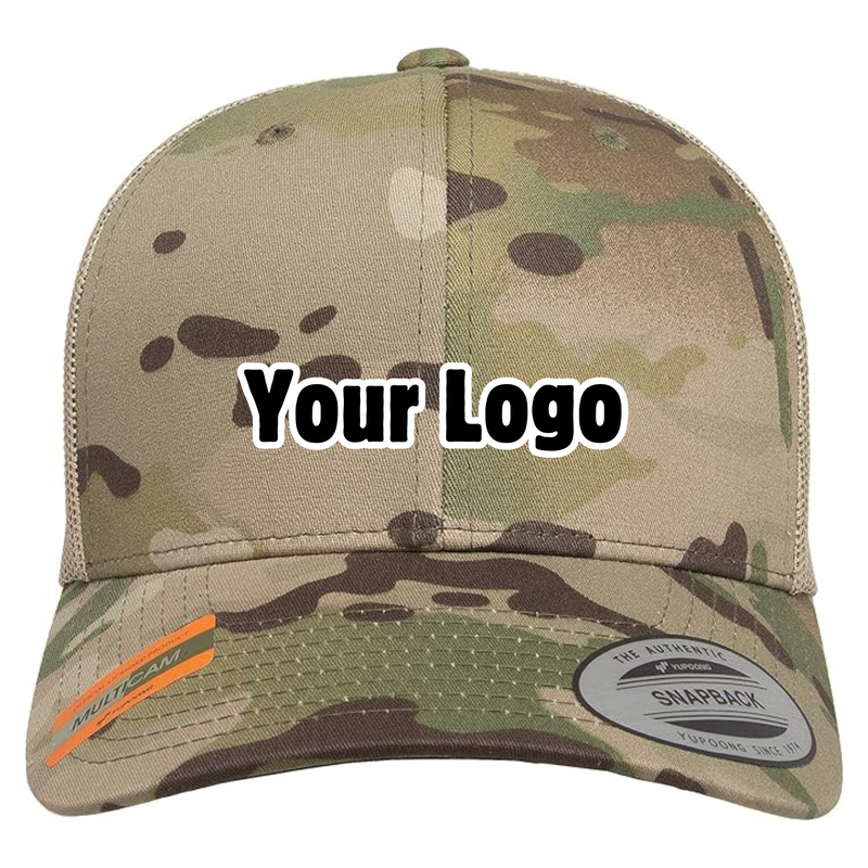 Personalized Multicam Retro Trucker Cap - Khaki