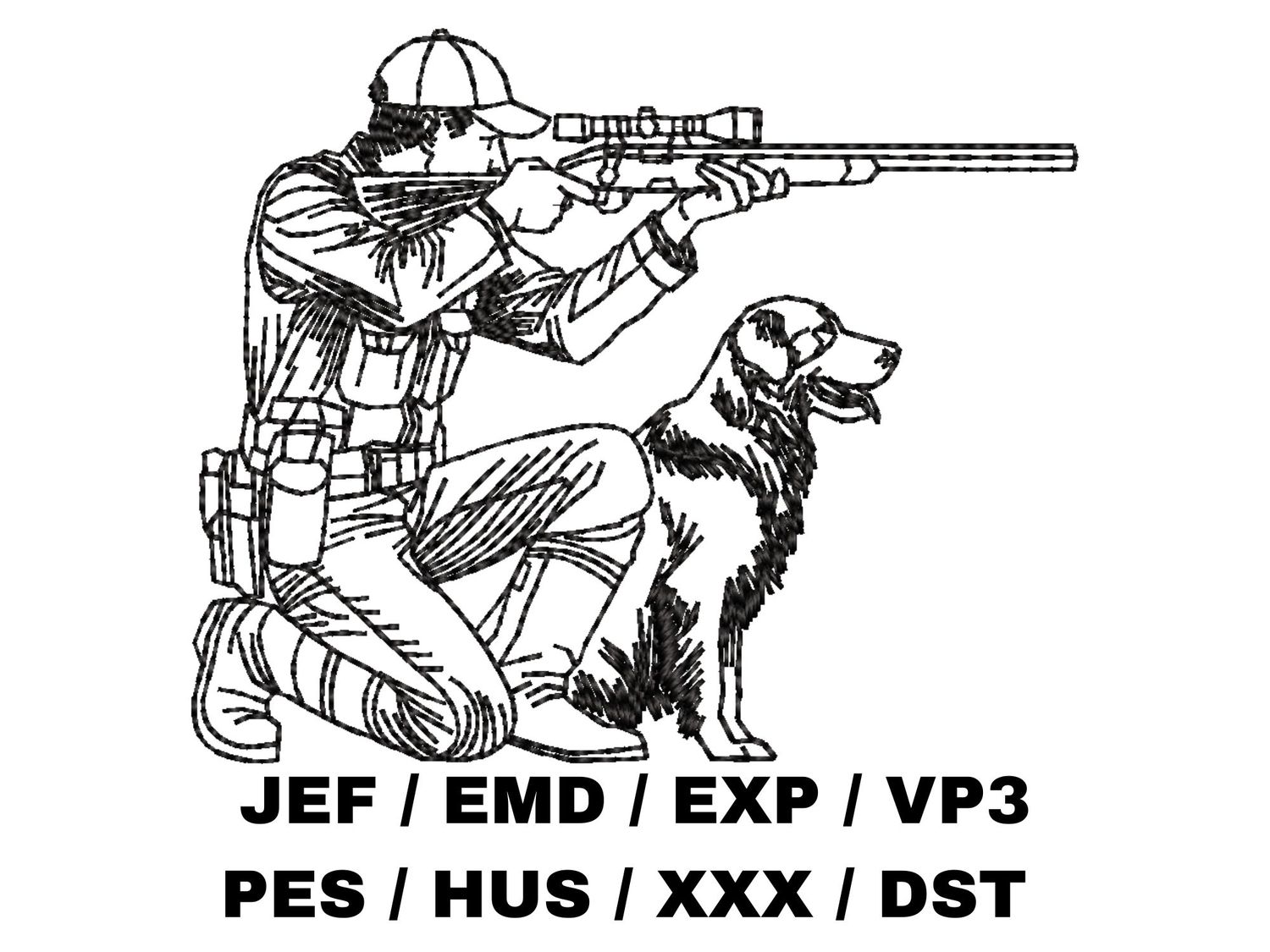 Hunter and Dog Outline - Golden Retriever