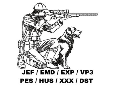 Hunter and Dog Outline - Golden Retriever