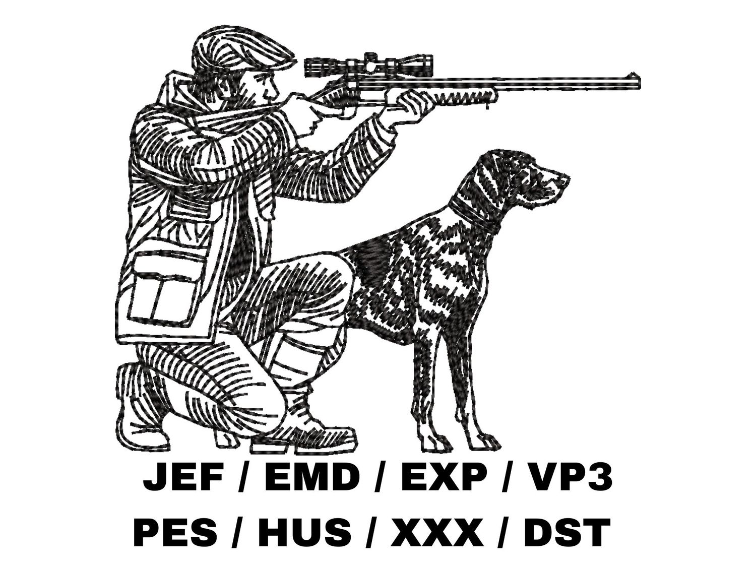 Hunter and Dog Outline - German Shorthaired Pointer
