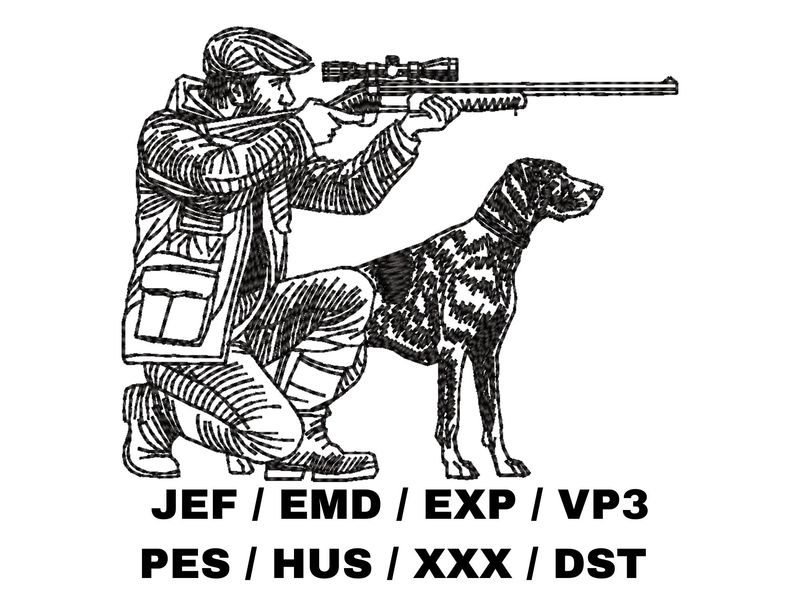 Hunter and Dog Outline - German Shorthaired Pointer
