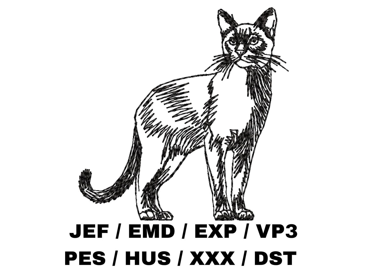 Siamese Cat Outline - Full Body