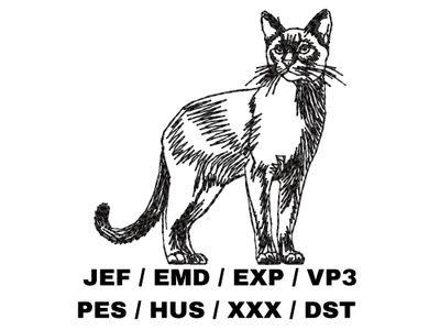 Siamese Cat Outline - Full Body