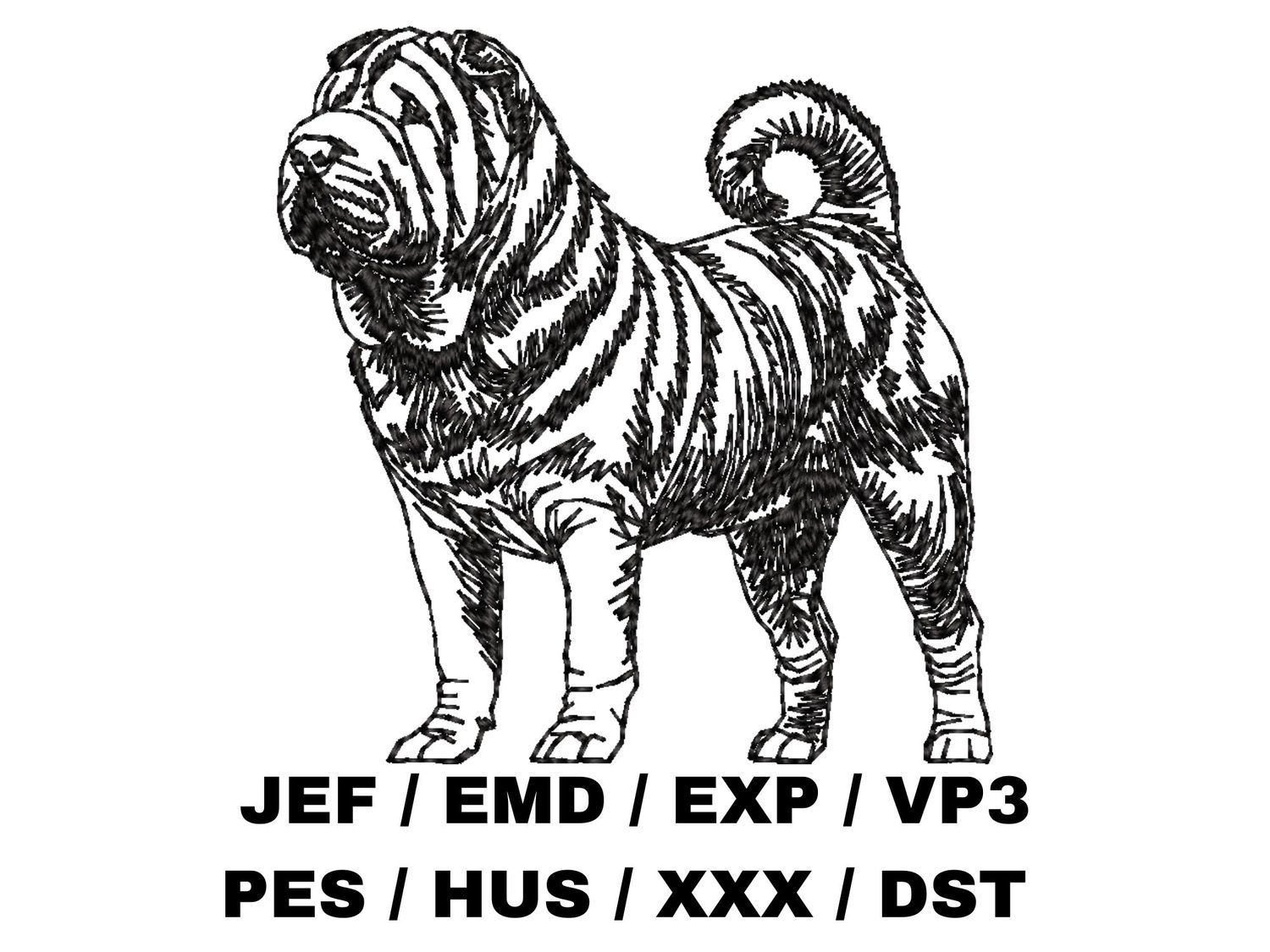 Chinese Shar-Pei Outline - Full Body