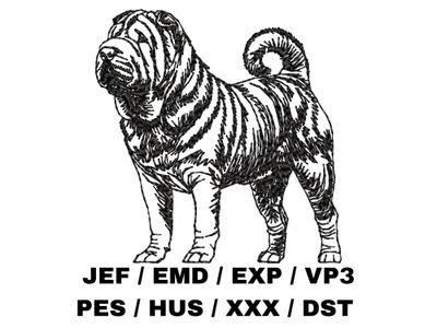 Chinese Shar-Pei Outline - Full Body