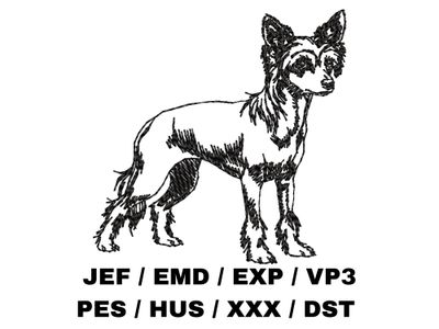 Chinese Crested Dog Outline - Full Body