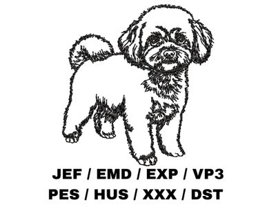Bichpoo / Poochon Outline - Full Body