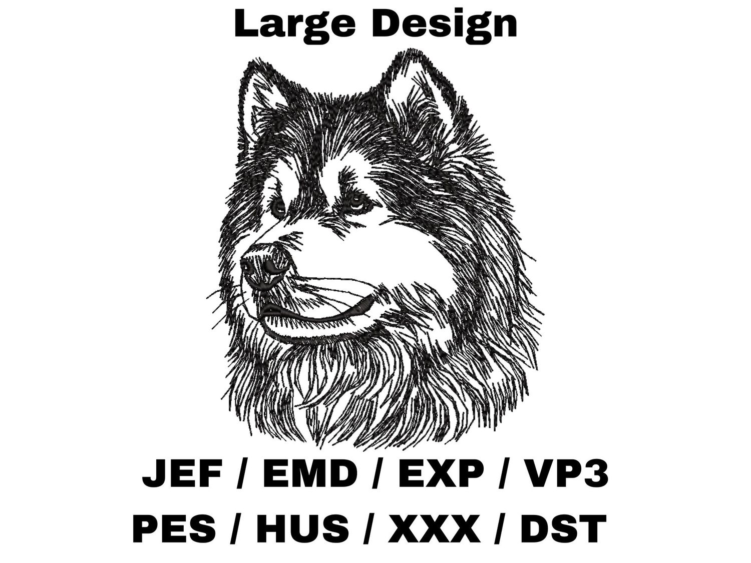 Alaskan Malamute Face Outline - Large Design