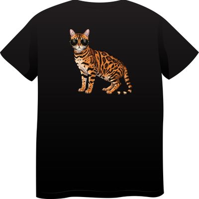 Bengal Cat Illustration – Premium Cotton Round Neck T-Shirt