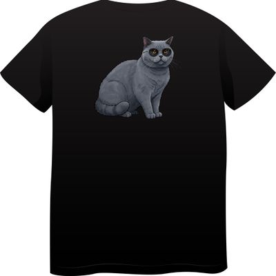 British Shorthair Cat in Sunglasses – Premium Cotton Round Neck T-Shirt