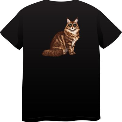 Maine Coon Cat in Sunglasses – Premium Cotton Round Neck T-Shirt