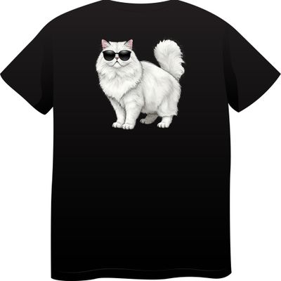 Persian Cat in Sunglasses – Premium Cotton Round Neck T-Shirt