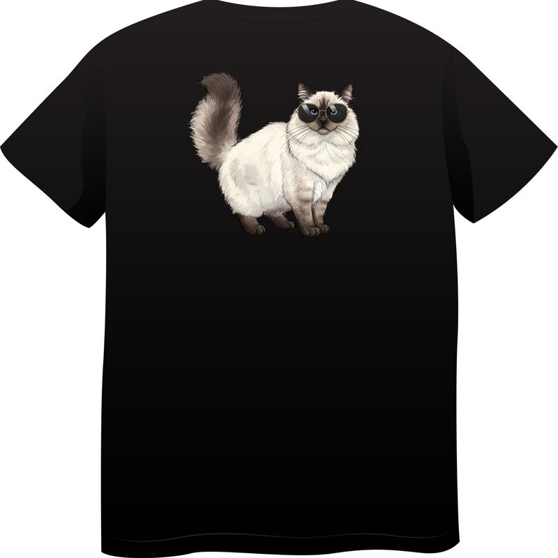 Ragdoll Cat in Sunglasses – Premium Cotton Round Neck T-Shirt
