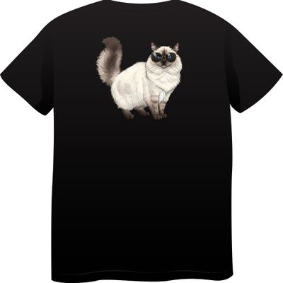 Ragdoll Cat in Sunglasses – Premium Cotton Round Neck T-Shirt