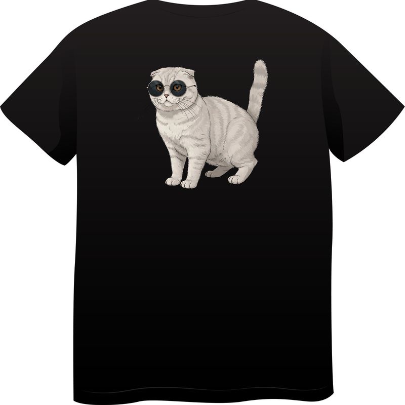 Scottish Fold in Sunglasses – Premium Cotton Round Neck T-Shirt