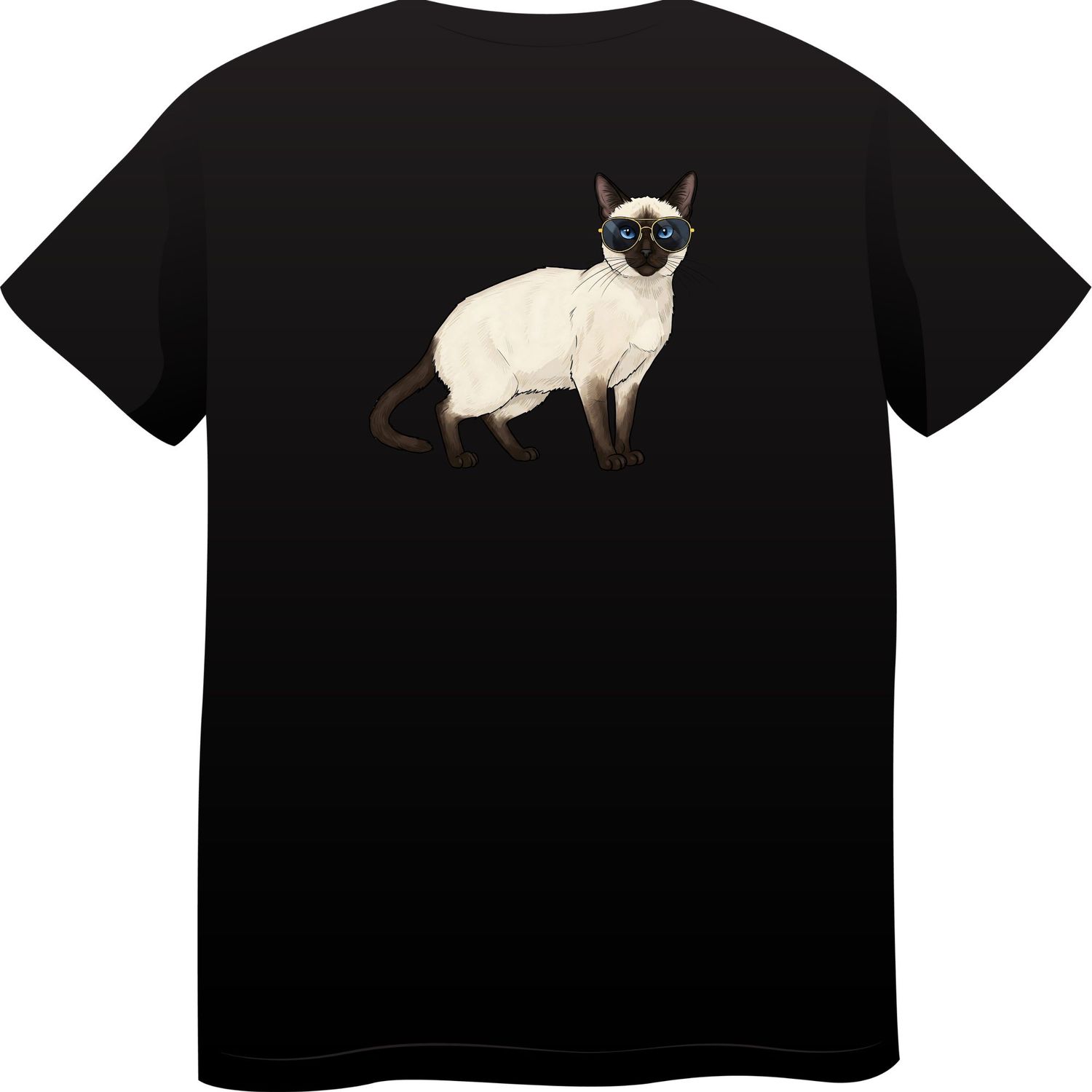 Siamese Cat in Sunglasses – Premium Cotton Round Neck T-Shirt