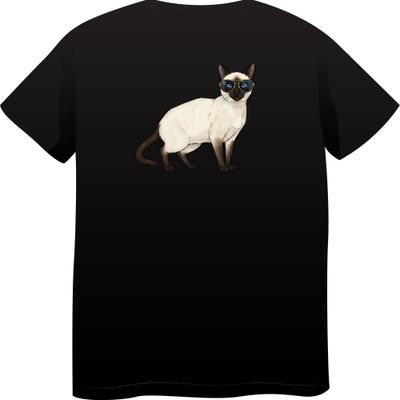 Siamese Cat in Sunglasses – Premium Cotton Round Neck T-Shirt