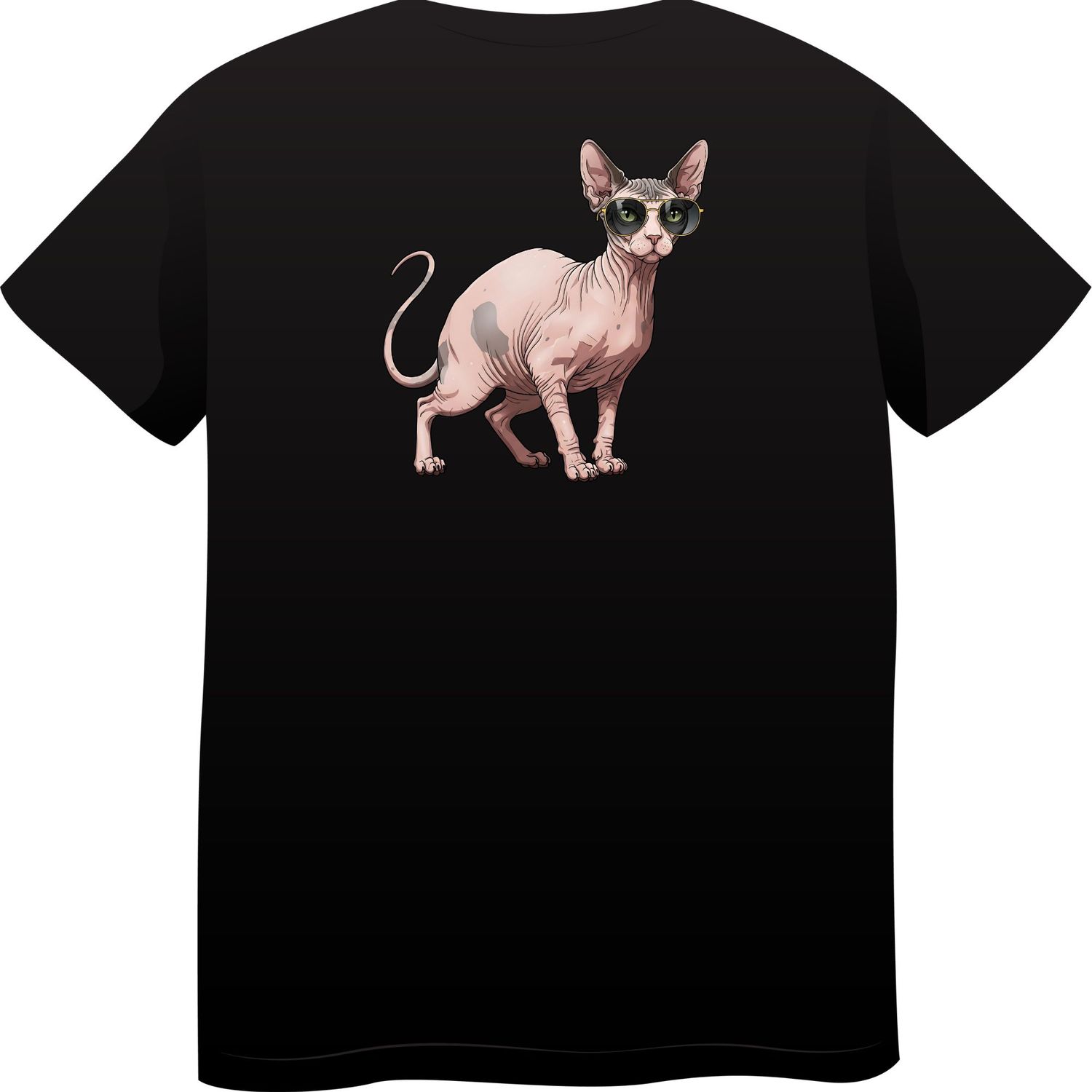 Sphynx Cat in Sunglasses – Premium Cotton Round Neck T-Shirt