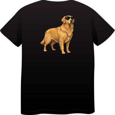Golden Retriever in Sunglasses – Premium Cotton Round Neck T-Shirt