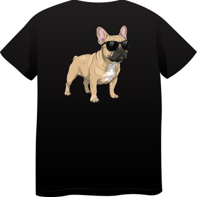French Bulldog in Sunglasses – Premium Cotton Round Neck T-Shirt