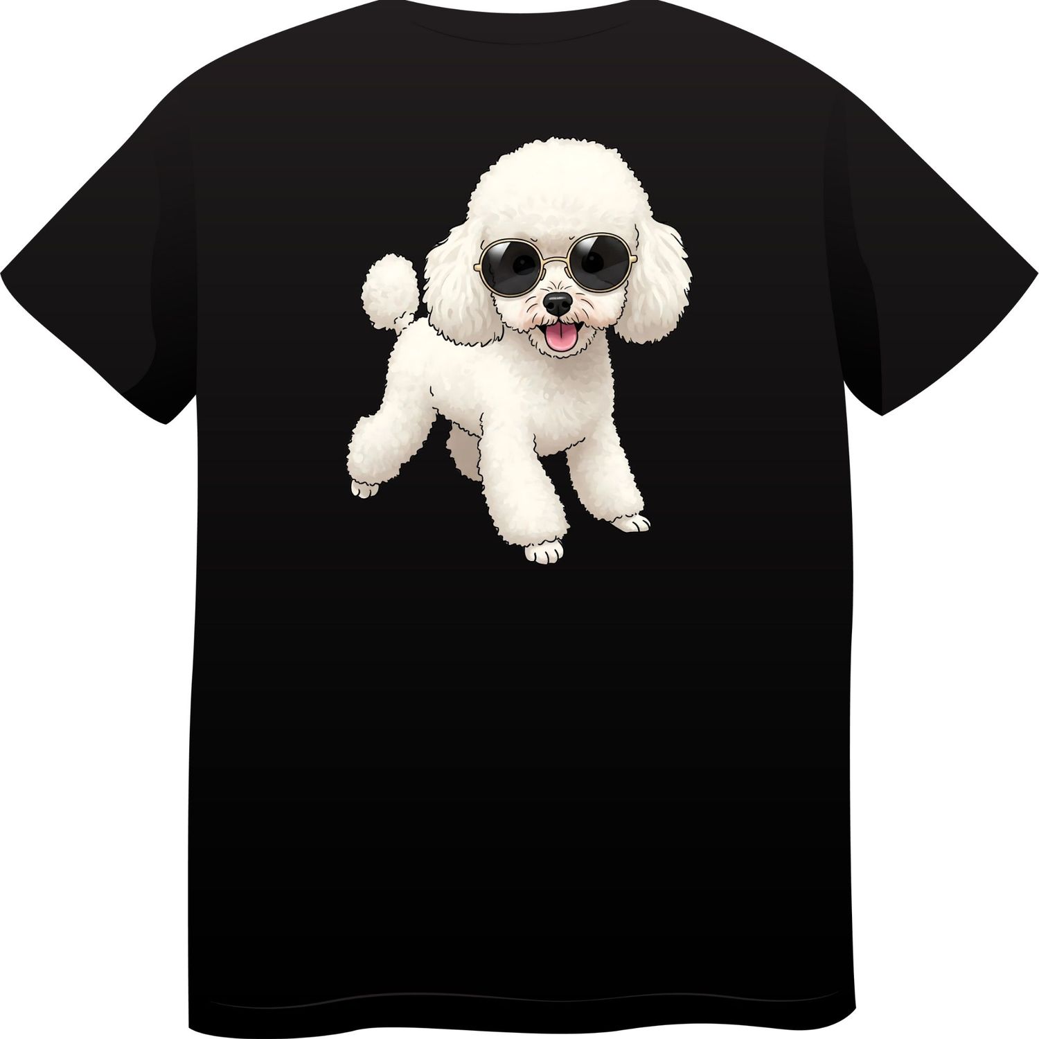 Miniature Poodle in Sunglasses – Premium Cotton Round Neck T-Shirt