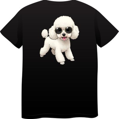 Miniature Poodle in Sunglasses – Premium Cotton Round Neck T-Shirt