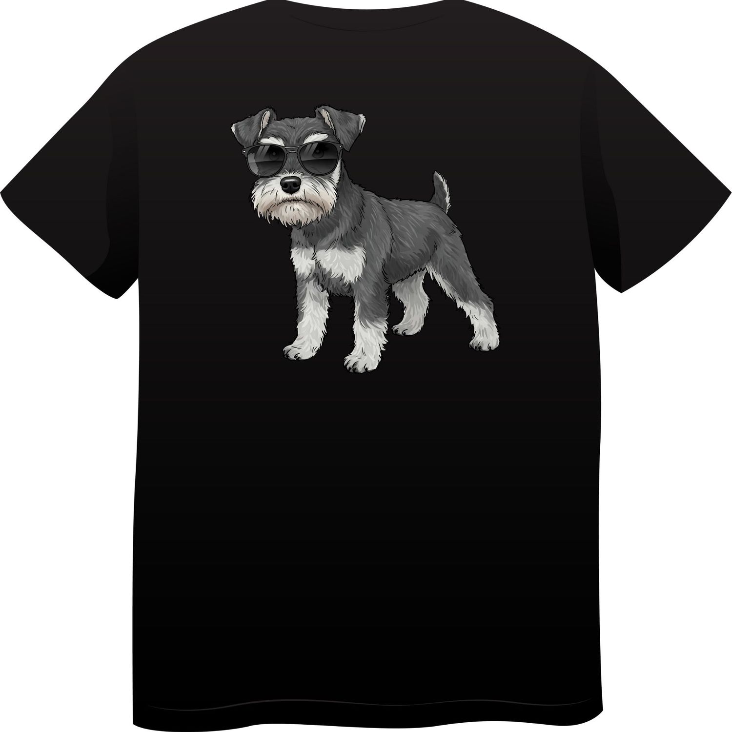 Miniature Schnauzer in Sunglasses – Premium Cotton Round Neck T-Shirt
