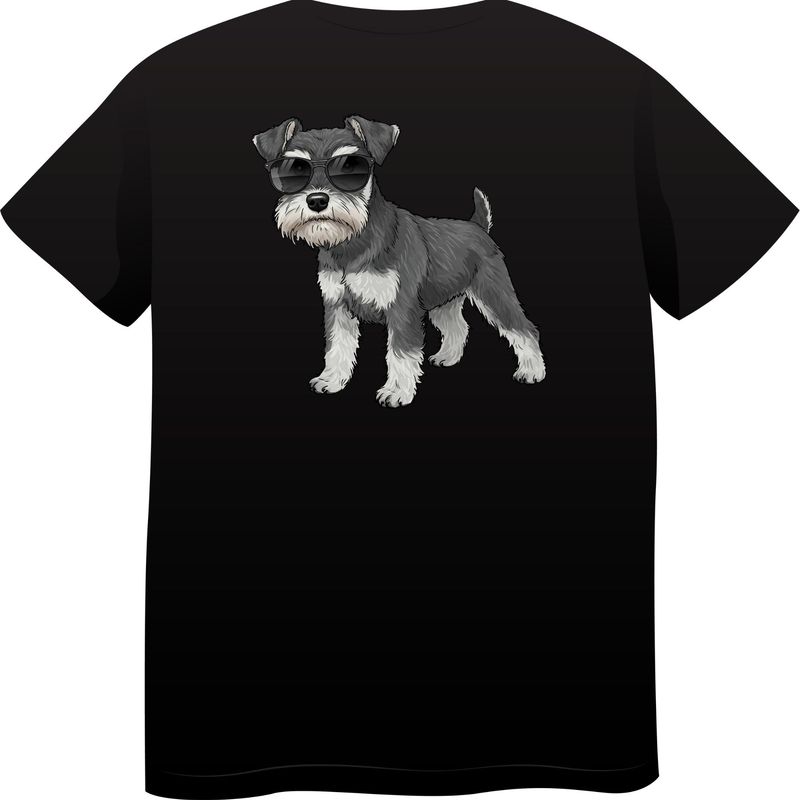 Miniature Schnauzer in Sunglasses – Premium Cotton Round Neck T-Shirt