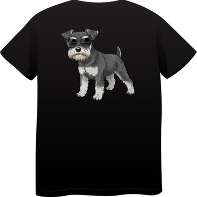 Miniature Schnauzer in Sunglasses – Premium Cotton Round Neck T-Shirt