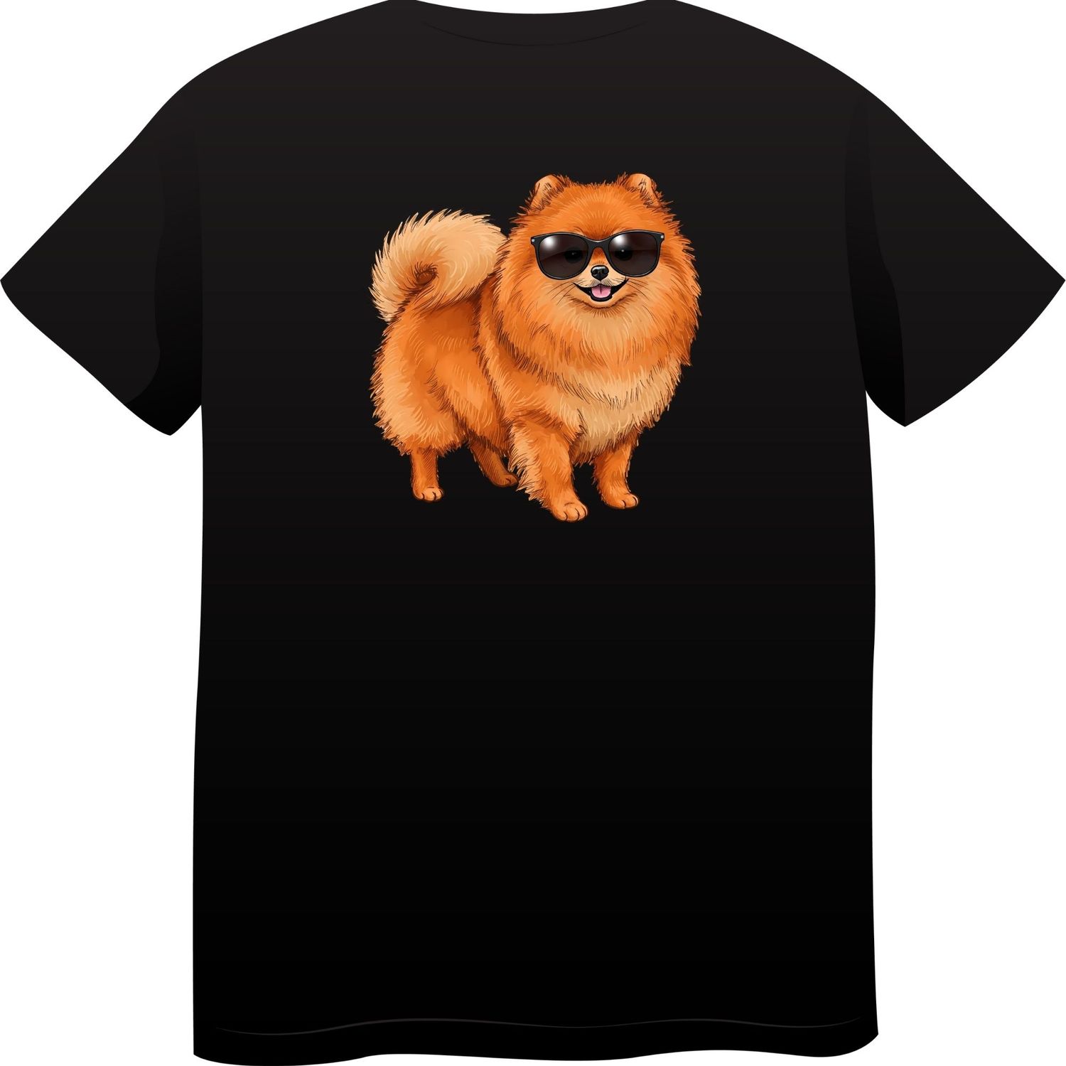 Pomeranian in Sunglasses – Premium Cotton Round Neck T-Shirt