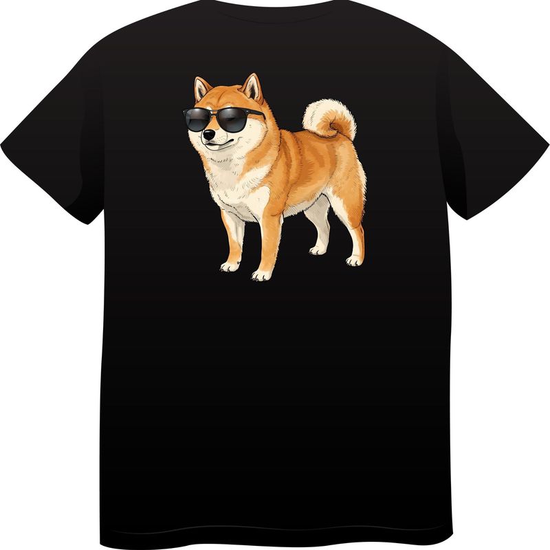 Shiba Inu in Sunglasses – Premium Cotton Round Neck T-Shirt