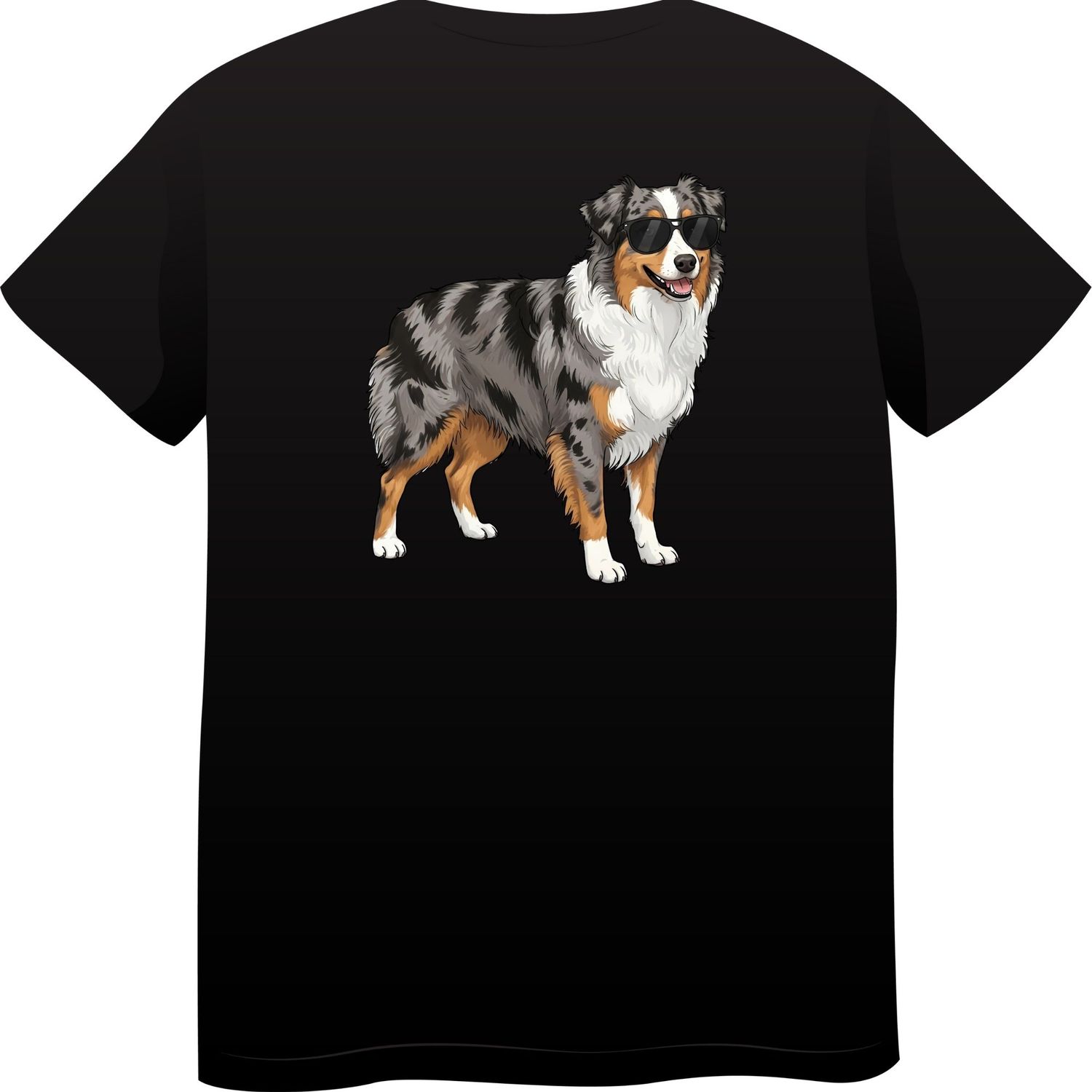 Australian Shepherd in Sunglasses – Premium Cotton Round Neck T-Shirt