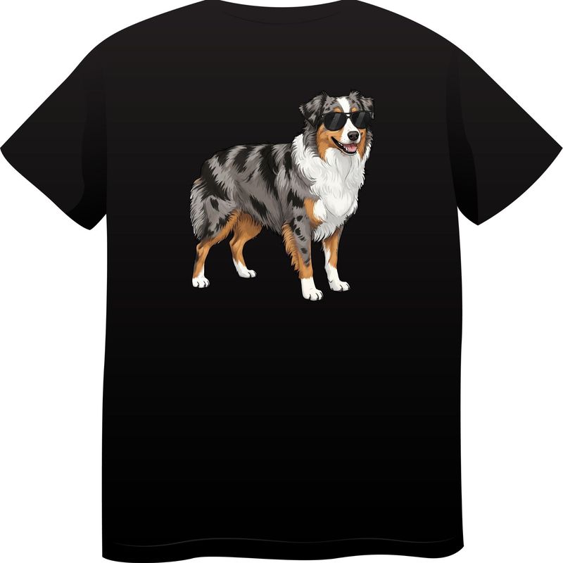 Australian Shepherd in Sunglasses – Premium Cotton Round Neck T-Shirt
