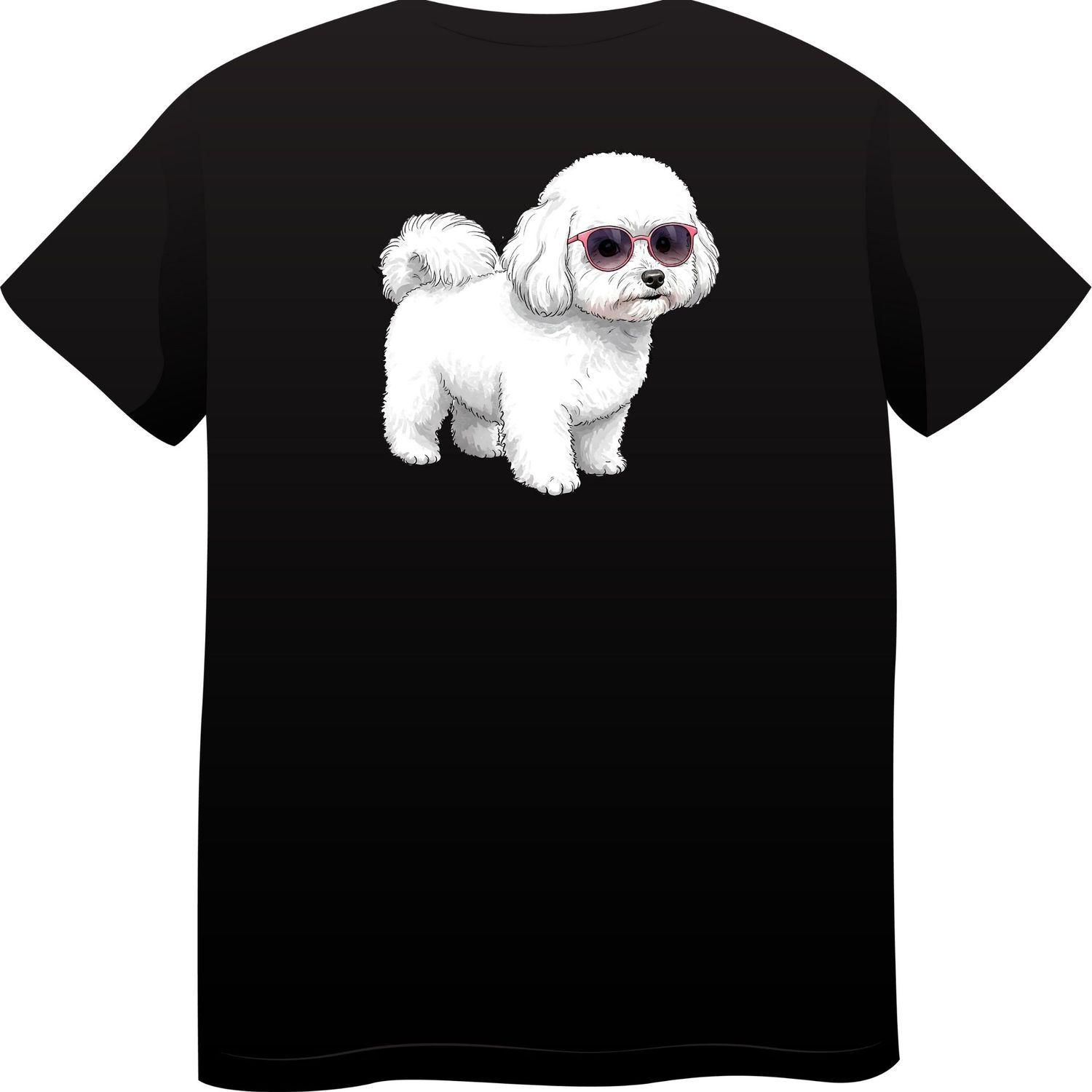 Bichon Frise in Sunglasses – Premium Cotton Round Neck T-Shirt