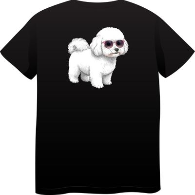 Bichon Frise in Sunglasses – Premium Cotton Round Neck T-Shirt