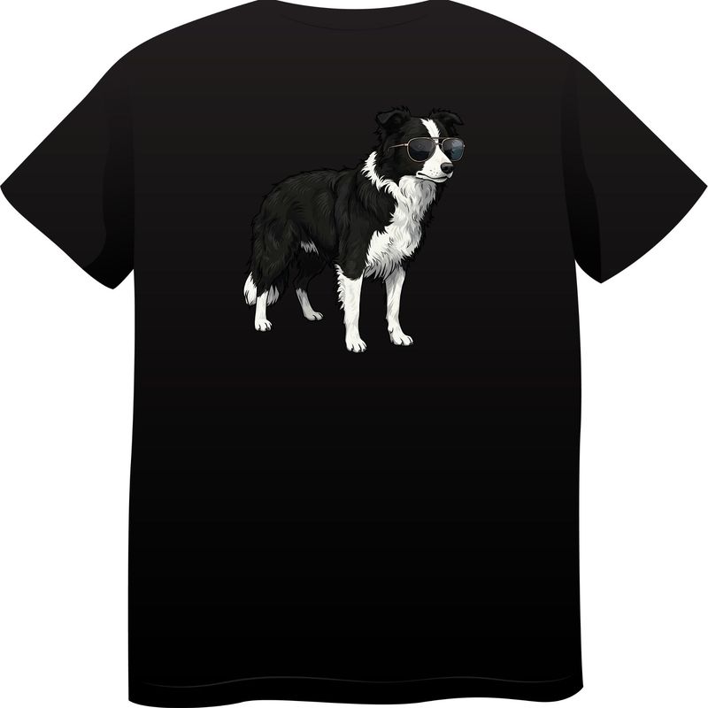 Border Collie in Sunglasses – Premium Cotton Round Neck T-Shirt