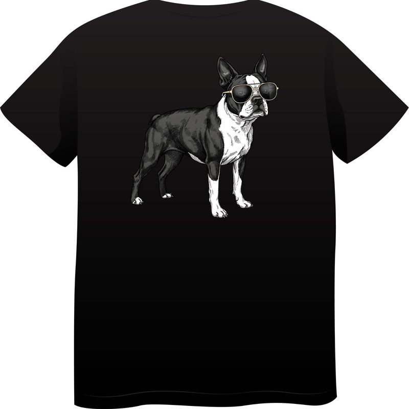 Boston Terrier in Sunglasses – Premium Cotton Round Neck T-Shirt