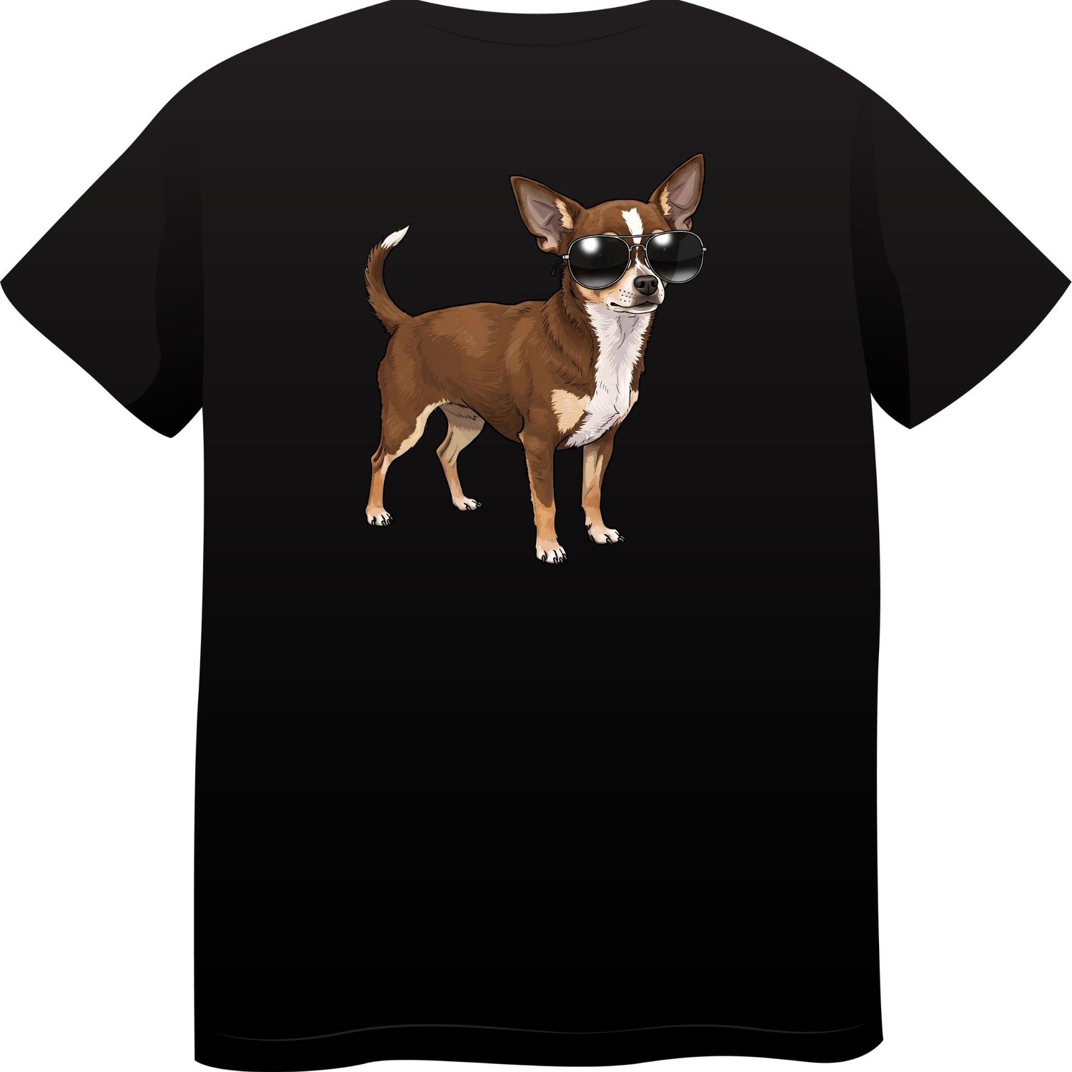 Chihuahua in Sunglasses – Premium Cotton Round Neck T-Shirt