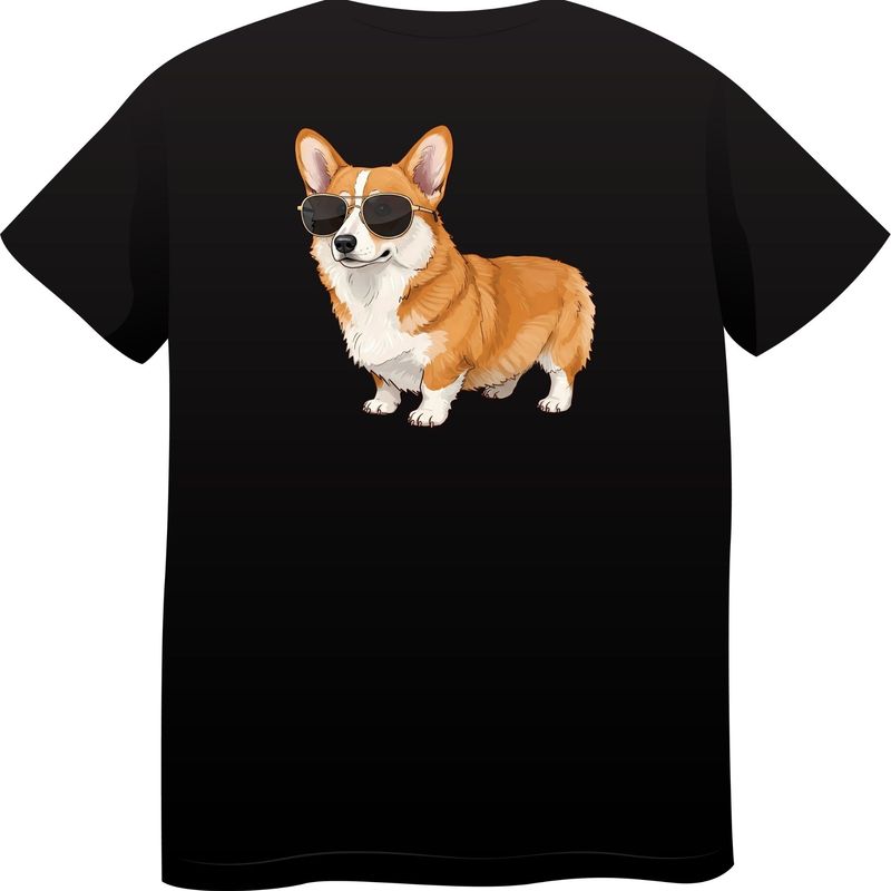 Pembroke Welsh Corgi in Sunglasses – Premium Cotton Round Neck T-Shirt