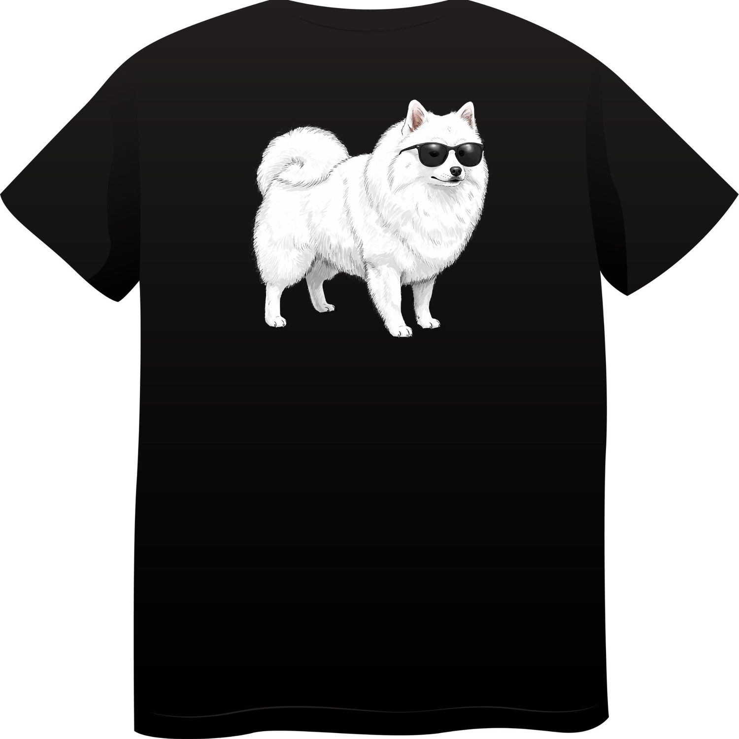 Japanese Spitz in Sunglasses – Premium Cotton Round Neck T-Shirt