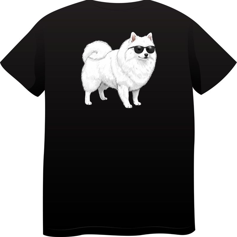 Japanese Spitz in Sunglasses – Premium Cotton Round Neck T-Shirt