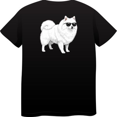 Japanese Spitz in Sunglasses – Premium Cotton Round Neck T-Shirt