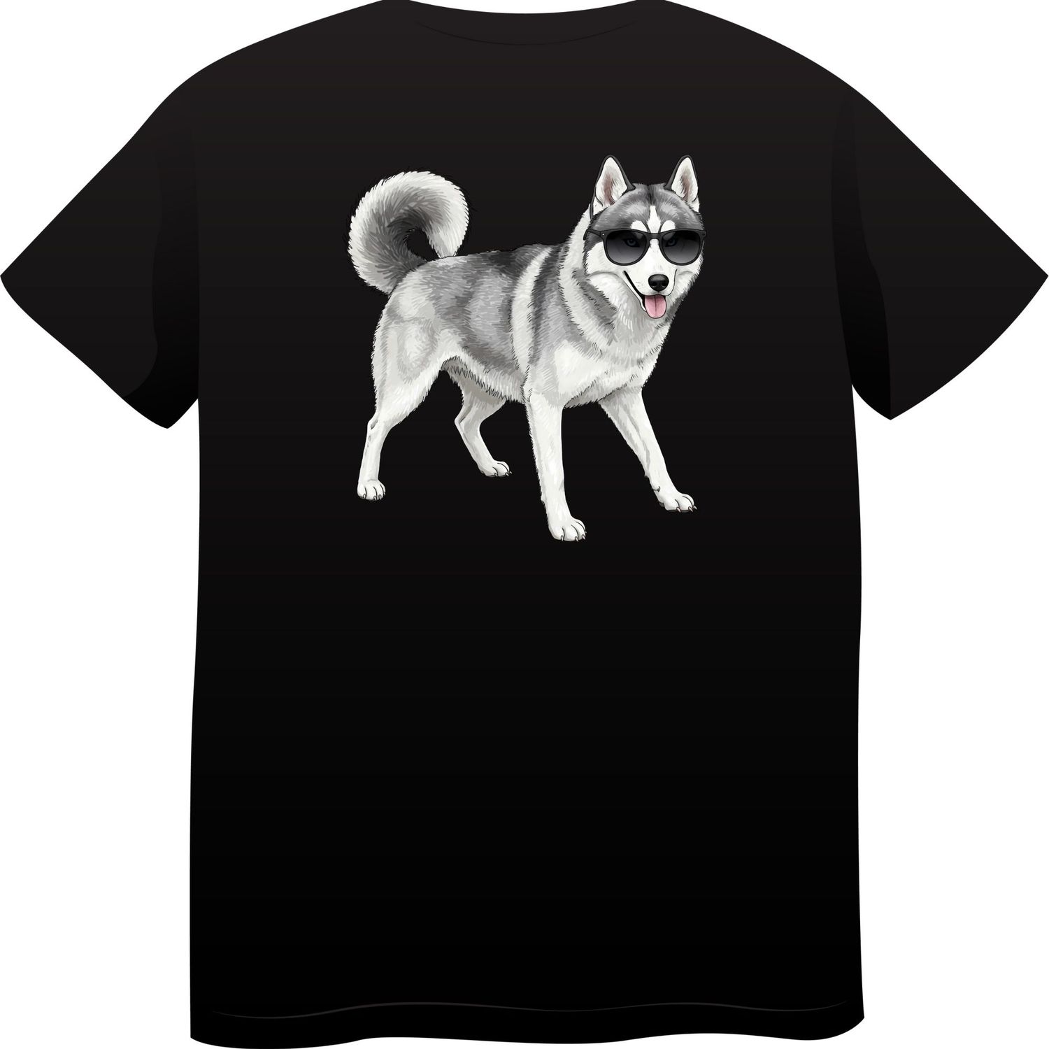 Siberian Husky in Sunglasses – Premium Cotton Round Neck T-Shirt