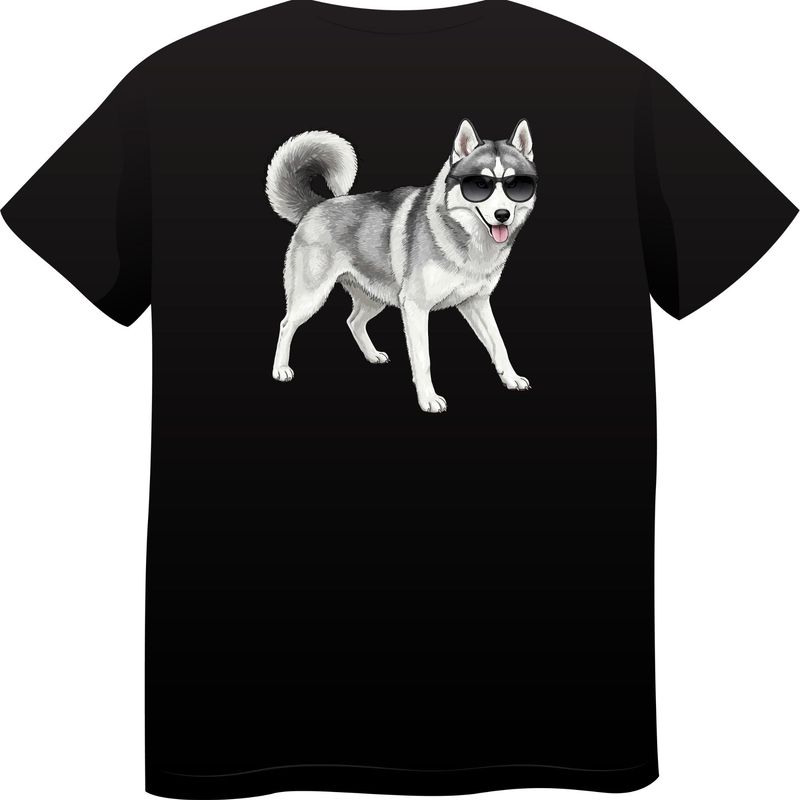Siberian Husky in Sunglasses – Premium Cotton Round Neck T-Shirt