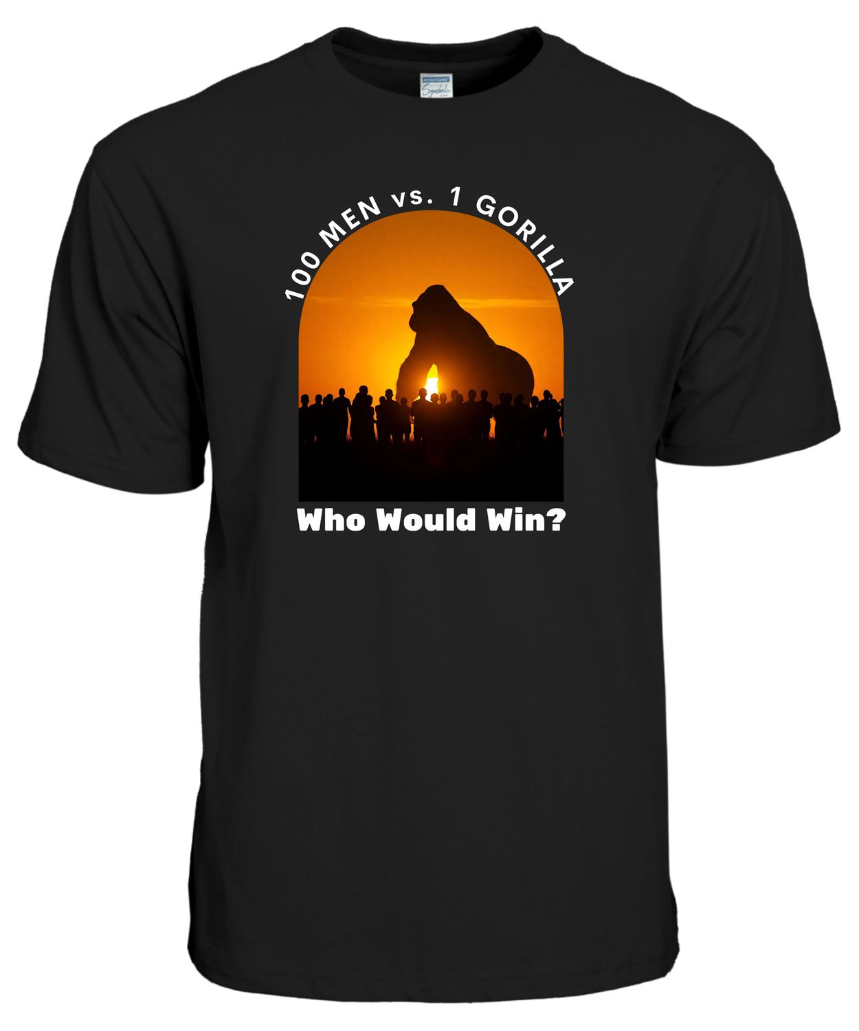 &quot;100 Men vs 1 Gorilla: Who Would Win?&quot; T-Shirt – Viral Gorilla Meme Design