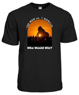 &quot;100 Men vs 1 Gorilla: Who Would Win?&quot; T-Shirt – Viral Gorilla Meme Design