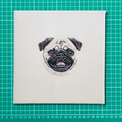Custom Embroidered Pet Portrait on Canvas Frame – Personalized Keepsake Art
