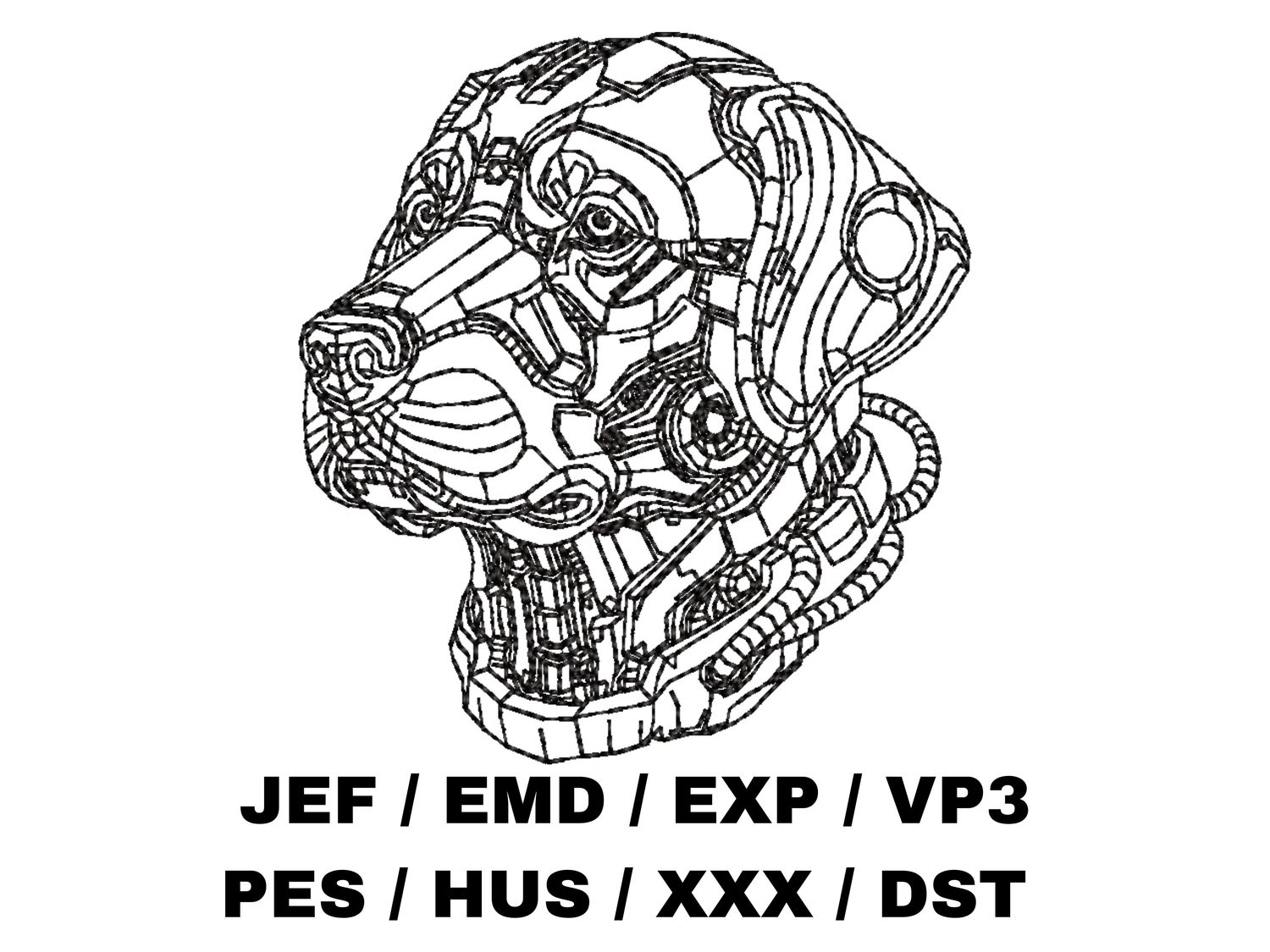 Mechanical Labrador Face Outline Embroidery