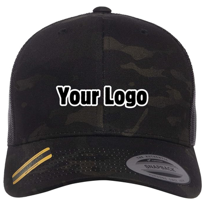Personalized Multicam Retro Trucker Cap - Multicam Black