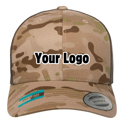 Personalized Multicam Retro Trucker Cap - Arid / Brown